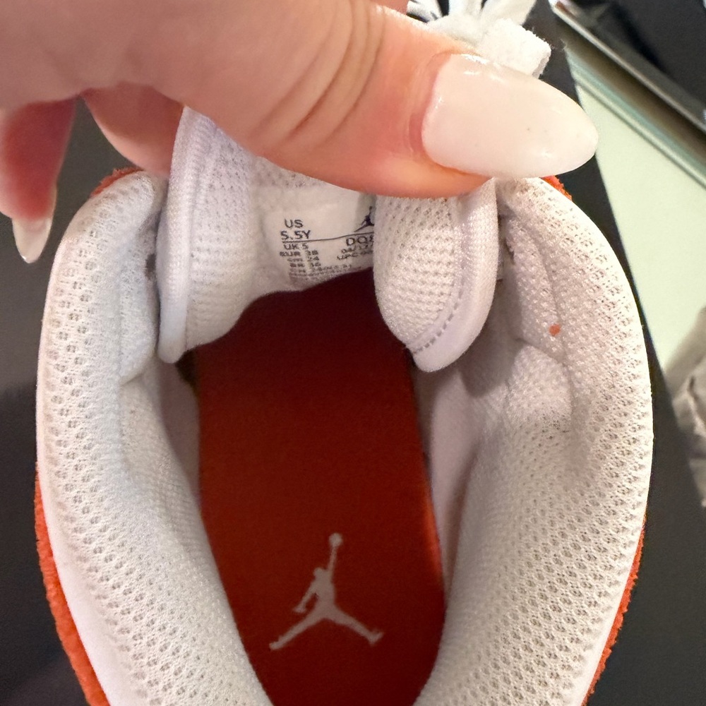Jordan White and Orange Athletic Shoes